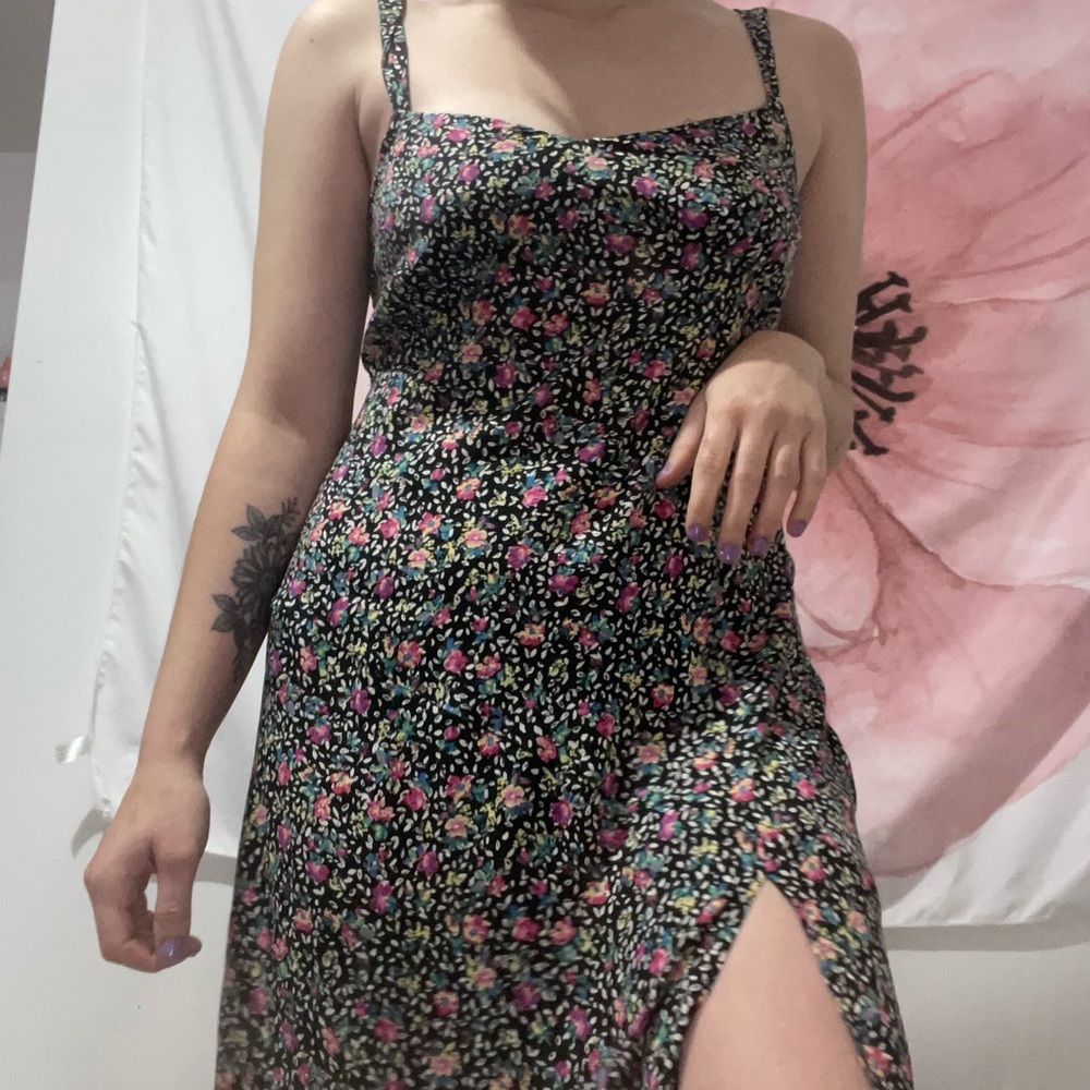 ❤️ Zara Floral Maxi Dress - Black and Pink